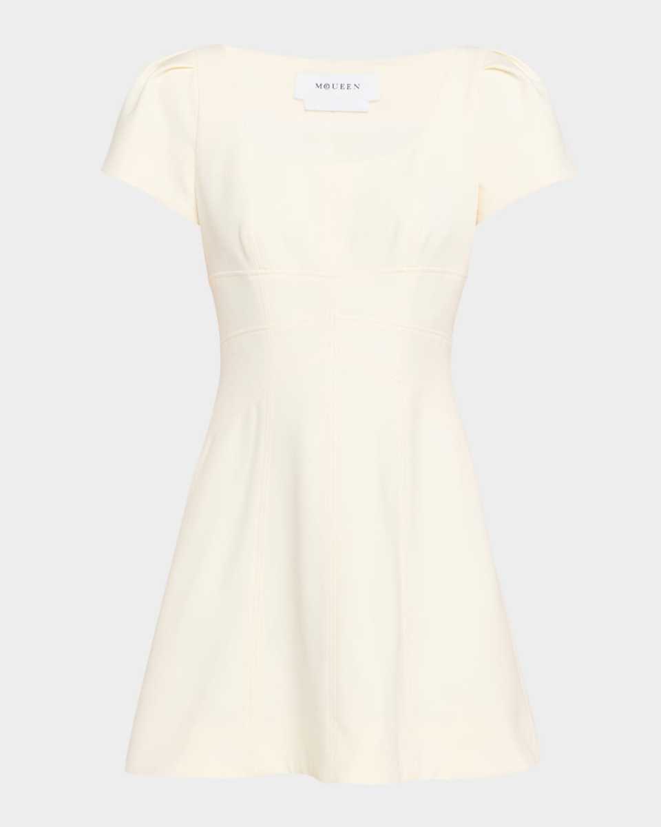 Square-Neck Short-Sleeve Mini Day Dress